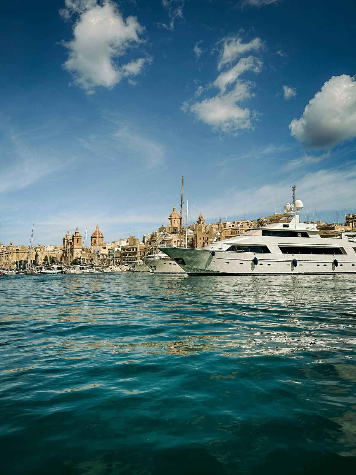 Superyacht moored in Grand Harbour Marina