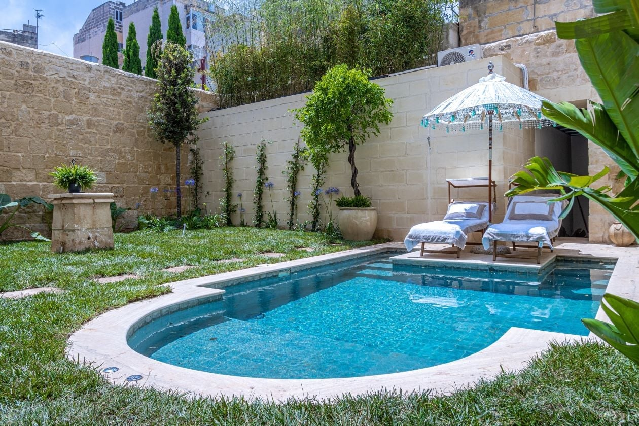 Private villa pool and garden